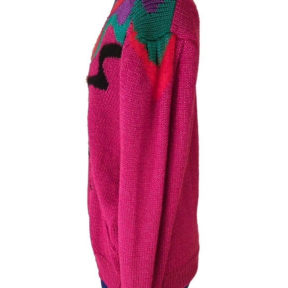 Vintage 90s Retro Chunky Ultra Violet Neon Sweater - Picture 4 of 6